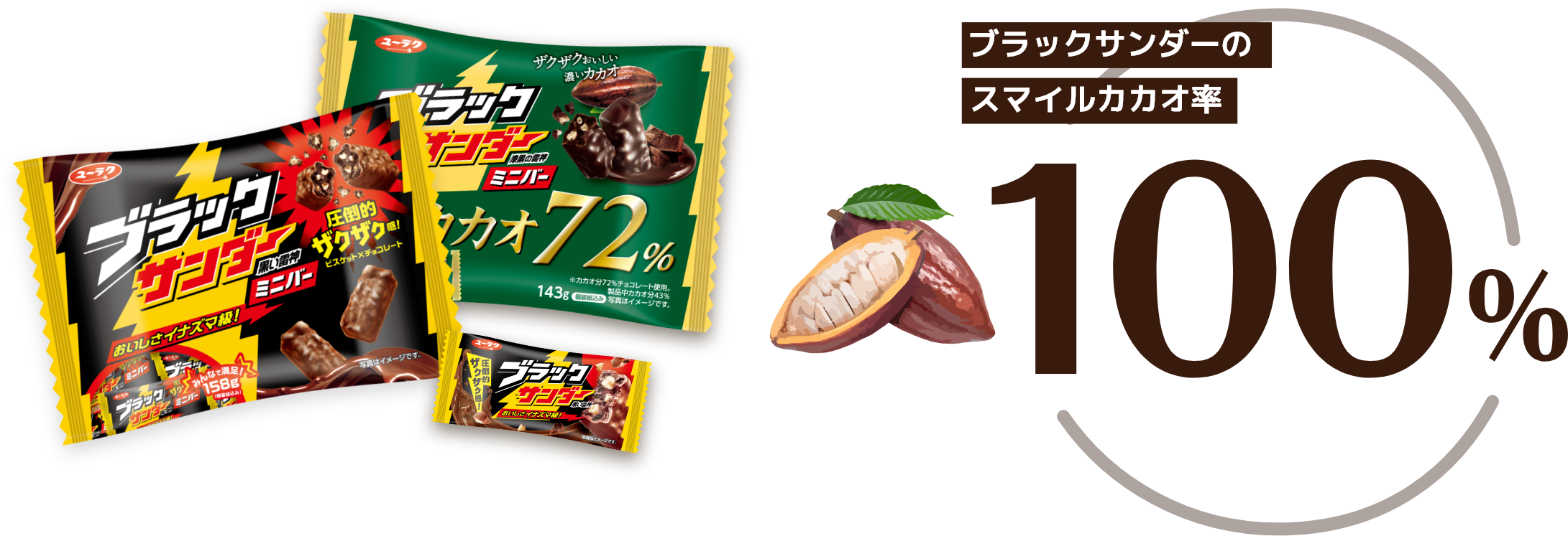 ブラックサンダーのスマイルカカオ率100%