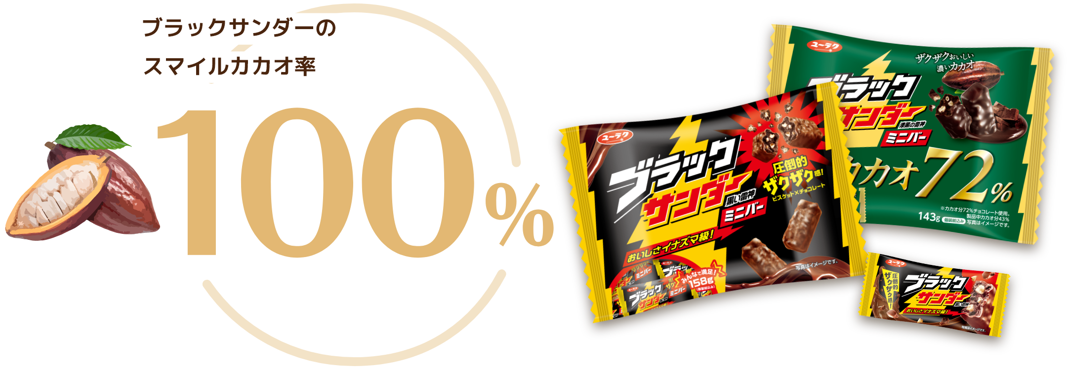 ブラックサンダーのスマイルカカオ率100%